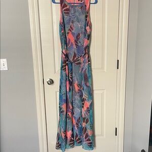 Gianni Bini Multicolor Leaf Print Maxi Dress